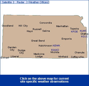 Kansas State Information - Click on the above map for current site specific weather observations