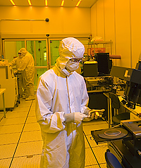 researcher working in nanofabrication facility
