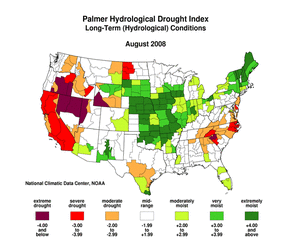 Graphic showing U.S. Animated Palmer Hydrological Drought Index maps