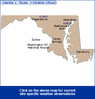 Maryland State Information - Click on the above map for current site specific weather observations