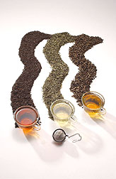 Photo: Black, green and oolong teas. Link to photo information
