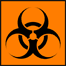 [ILLUSTRATION] The biohazard symbol on an orange background [Image created by and released into public domain by Jeff Bonham]