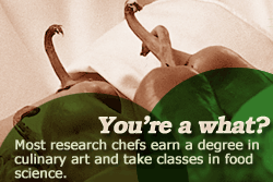 Most research chefs earn a degree in culinary art and take classes in food science, You're a what?