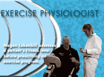 Megan Lukenbill assesses a patient's fitness level before prescribing an exercise program.