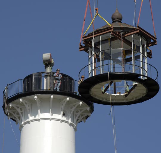 Lighthouse lantern room is replaced.