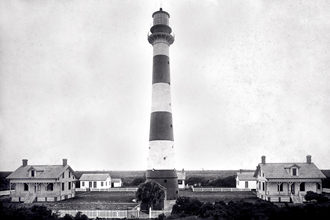 The settlement with the keeper's cottage surrounded the lighthouse.
