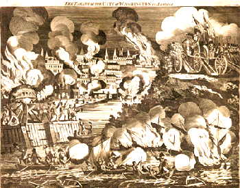 sepia image of engraving of fires of 1814