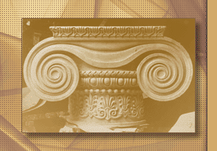 sepia toned image of column capital at the Treasury Building