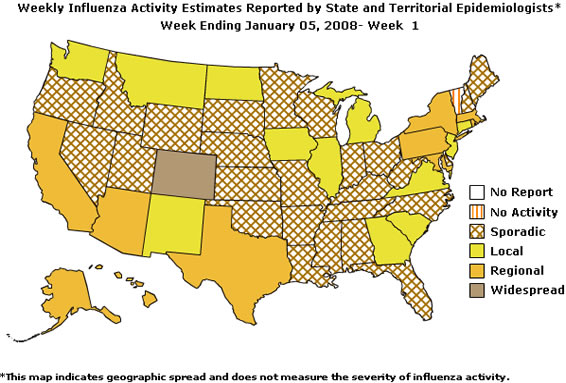 U. S. map for Weekly Influenza 
Activity