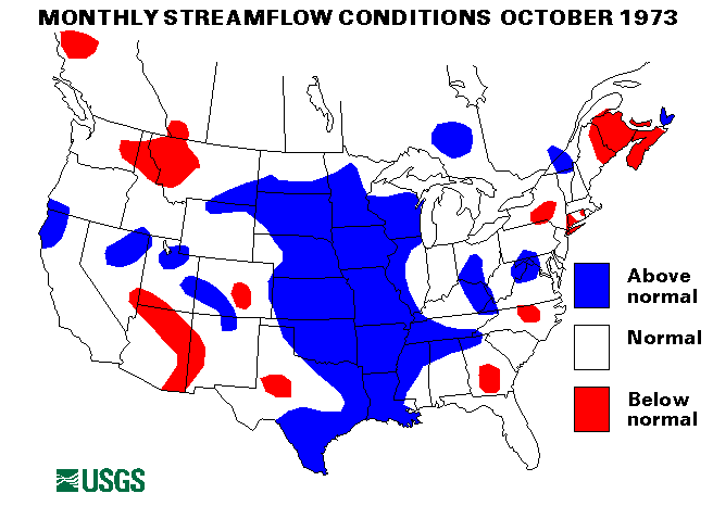 National Water Conditions Surface Water Conditions Map - October 1973