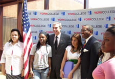 Secretary Gutierrez, Congressman Meeks and students from York College. Click here for larger image.