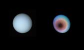 Uranus, towards the planet's pole of rotation.