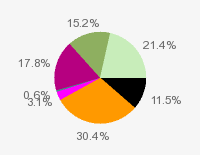 Pie chart: in table form below