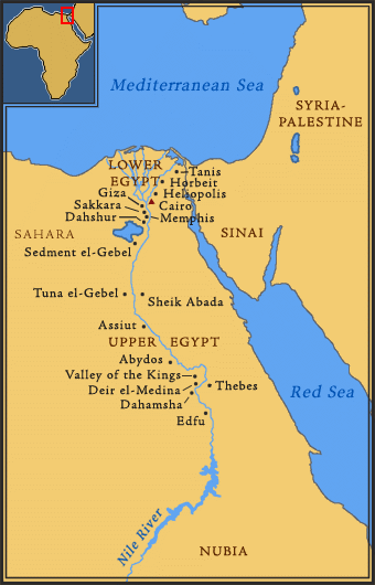 Map of Egypt during the New Kingdom Period (1550-1069 BCE)