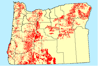Tree mortality was detected throughout forested portions of Oregon.