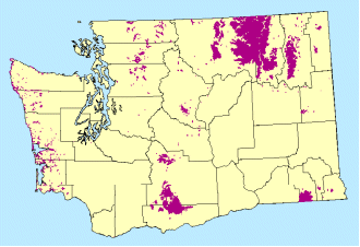 Highest amounts of defoliation are seen in northeastern and southcentral WA