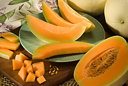 Orange-fleshed honeydew melons. Link to photo information