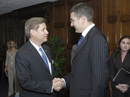 Dr. Sampson greets Hungarian Minister of Economy and Transport Koka Janos