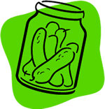 Drawing of a  jar of  pickles 