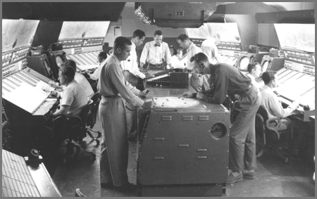 Air traffic controllers in 1955