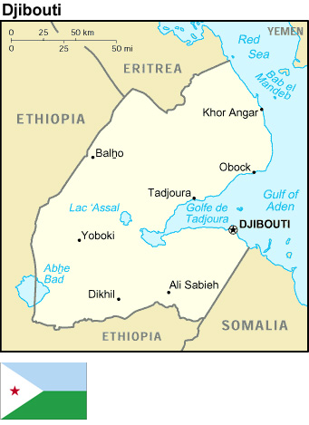 Country Map and Flag of Djibouti