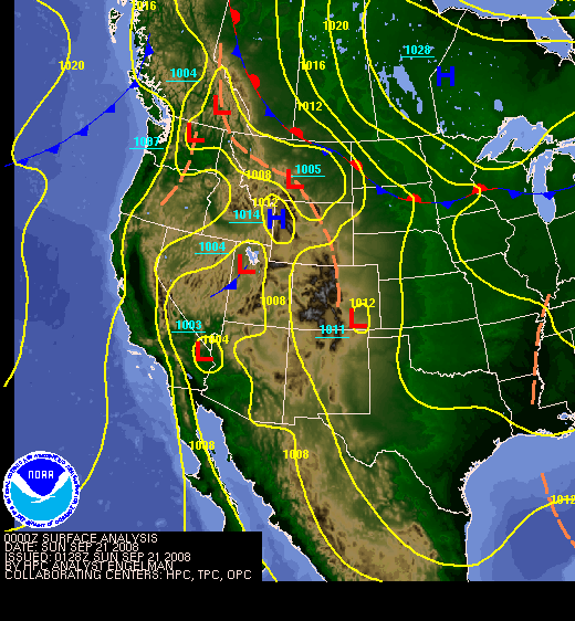 National Surface Map for 00Z