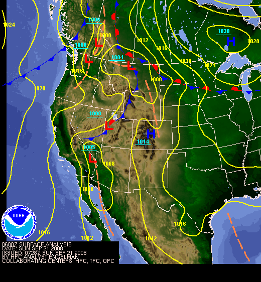 National Surface Map for 06Z