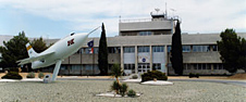 X-1E aircraft in front of Dryden's main building