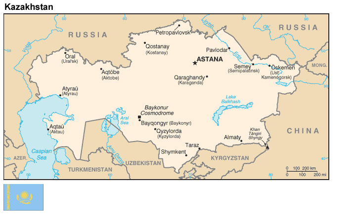 Kazakhstan: Map and Flag