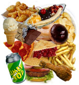collage of junk food