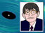 Cartoon drawing of Stephen Hawking beside an image of a black hole