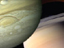 An artist's conception of a close-up view of planets Jupiter and Saturn