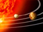 An artist's conception of the sun and of two planets in orbit