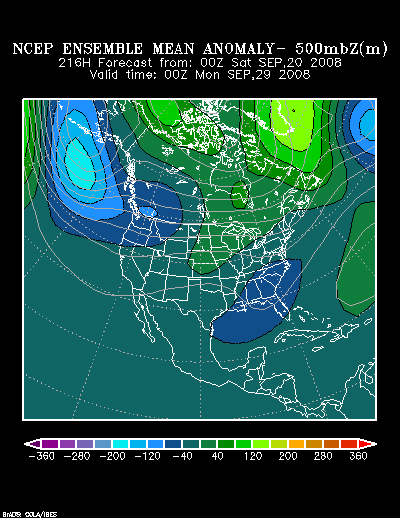 NCEP Ensemble t = 216 hour forecast product