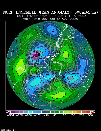 NCEP Ensemble t = 168 hour forecast product