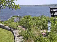 Picture of a garden along a shoreline.