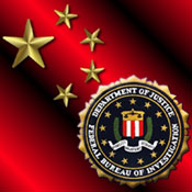 Graphic of Chinese flag and FBI seal