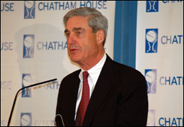Director Mueller speaks at the Chatham House in London. Photo courtesy of Chatham House