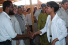 Secretary Rice meets with workers of NGOs during her visit to Darfur in western Sudan
