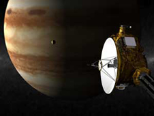An artist's concept of the Jupiter flyby