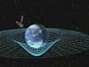 Artist concept of Gravity Probe B orbiting the Earth to measure space-time