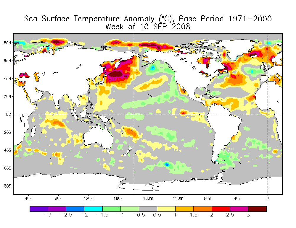Sea Surface Temperatures, Week of September 10, 2008