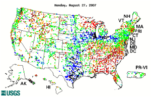 Average Streamflow during August 1-27, 2007
