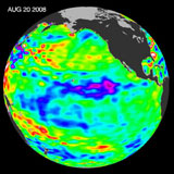 Image of 2 August 2008 Pacific Basin Sea Level Anomalies