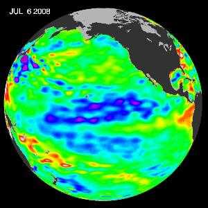 Image of 6 July 2008 Pacific Basin Sea Level Anomalies