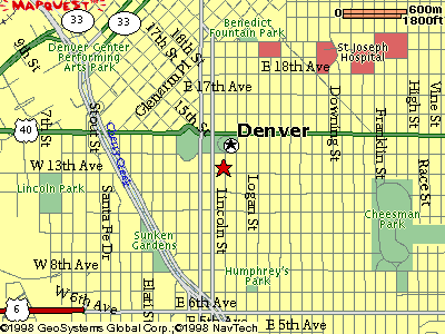 Map of area surrounding 1313 Sherman, Denver, Colorado