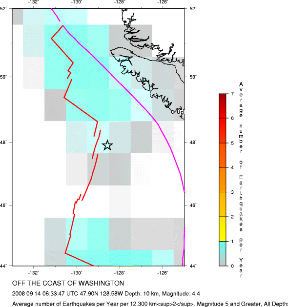 Earthquake Density Map, All depths