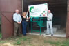 Agricultural Marketing Project members present a sorting machine to the Executive Director of Sviatylivka cooperative, Tetiana Strashnenko