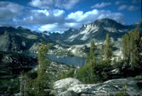 the Island Lake landscape in Wyoming's Wind River mountains on the Bridger-Teton National Forest.