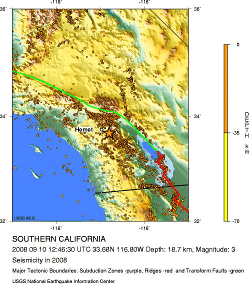 Seismicity in 2008